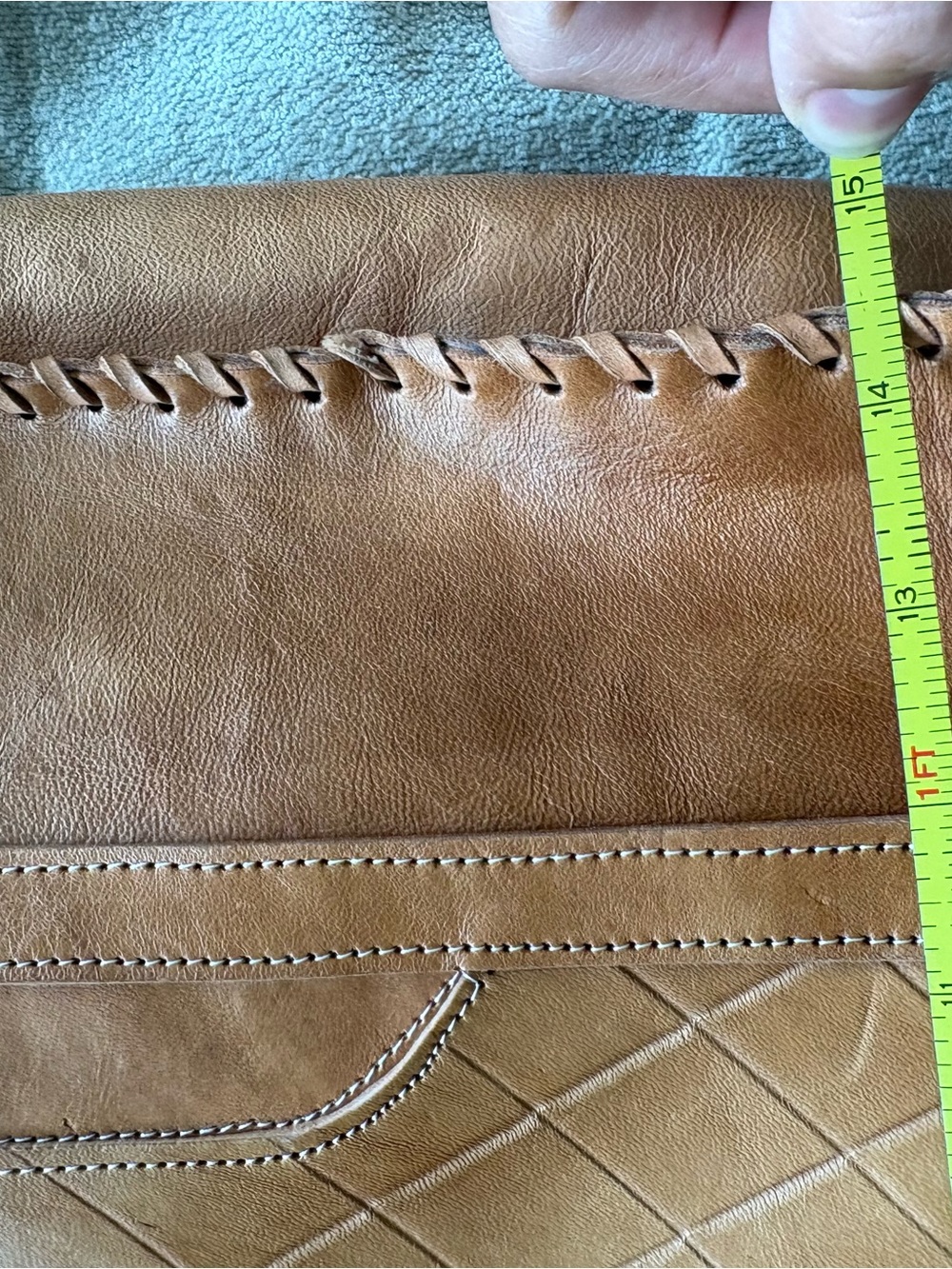 Handmade 100% Leather Floral Tooled Tote Bag | Artisan Boho Shoulder Bag | Large - Picture 9 of 11